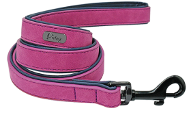 Laisse en velours rose clair pour chien, 120 cm, facile à tenir, matériaux de qualité, pour des balades confortables.