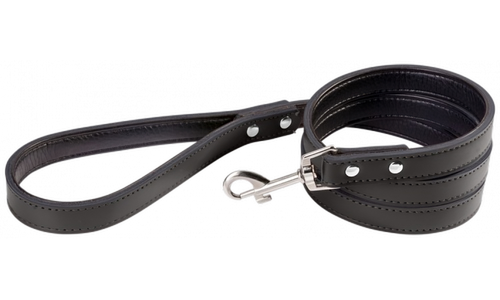Laisse pour Chien en Cuir Véritable Laisse chien en cuir noire, 1,5 m, taille grande, couture solide, fermoir durable, intérieur rembourré en cuir véritable.