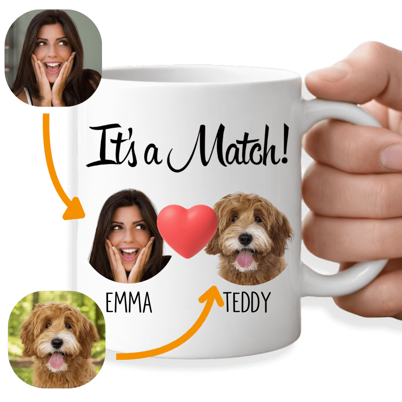Mug chien personnalisé « It’s a Match » – cadeau pour les amoureux des chiens