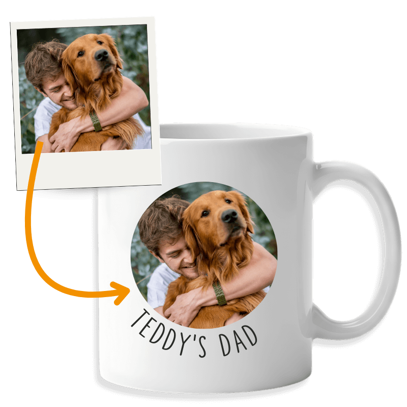 Mug chien personnalisé avec photo ronde – cadeau personnalisé pour propriétaires de chiens