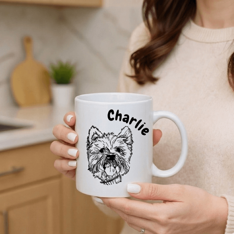 Mug chien personnalisé avec photo artistique – ajoutez le nom de votre toutou